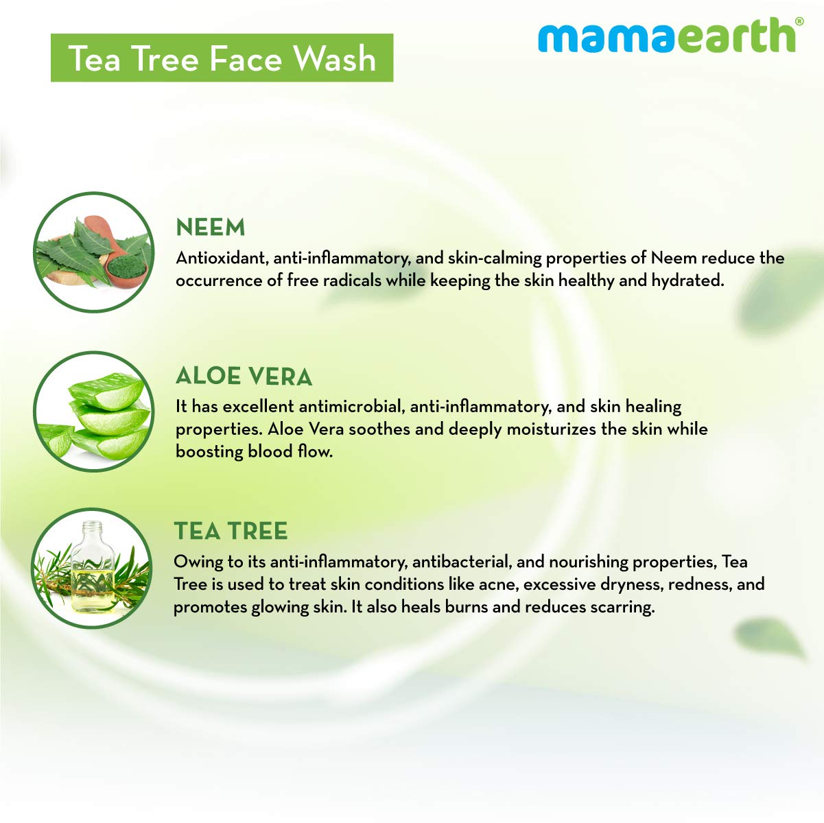 Mamaearth Tea Tree Face Wash with Neem for Acne & Pimples - 250ml