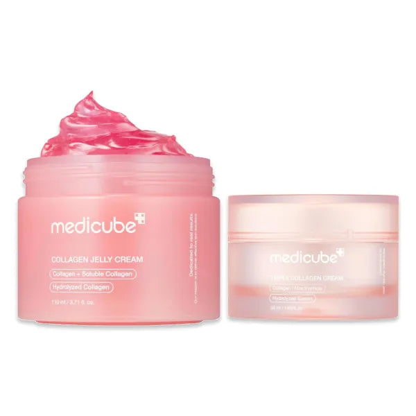 medicube Collagen Big Size Duo, Collagen Jelly Cream 110ml and Triple Collagen Cream 50ML | Niacinamide, Hyaluronic Acid for Glowing, Fimer-Looking Skin
