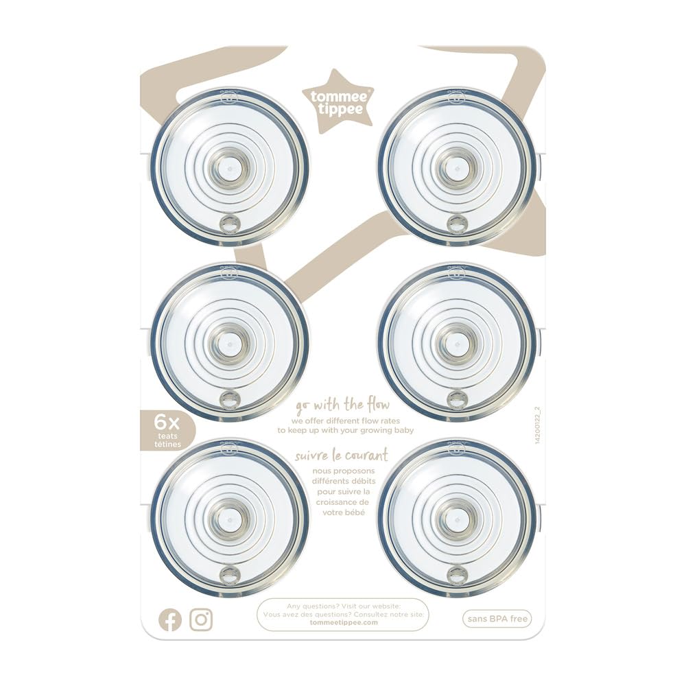Tommee Tippee Natural Start Baby Bottle, Medium Flow, 3+ Months, Breast-Like for a Natural Latch, Anti-colic Valve, Soft Silicone, Pack of 6