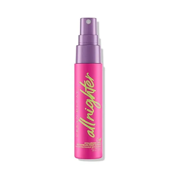URBAN DECAY All Nighter Hyaluronic Acid Waterproof Dewy Setting Spray for Face, Hydrated Finish, Long lasting, Smudge proof & Transfer resistant Makeup, Oil free