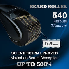 KASTWAVE Derma Roller for Beard Hair Growth, 3 Pcs Beard Roller for Face Body Hair Skin, Facial Skin Care Tools for Men Women (#0.5mm, Black)