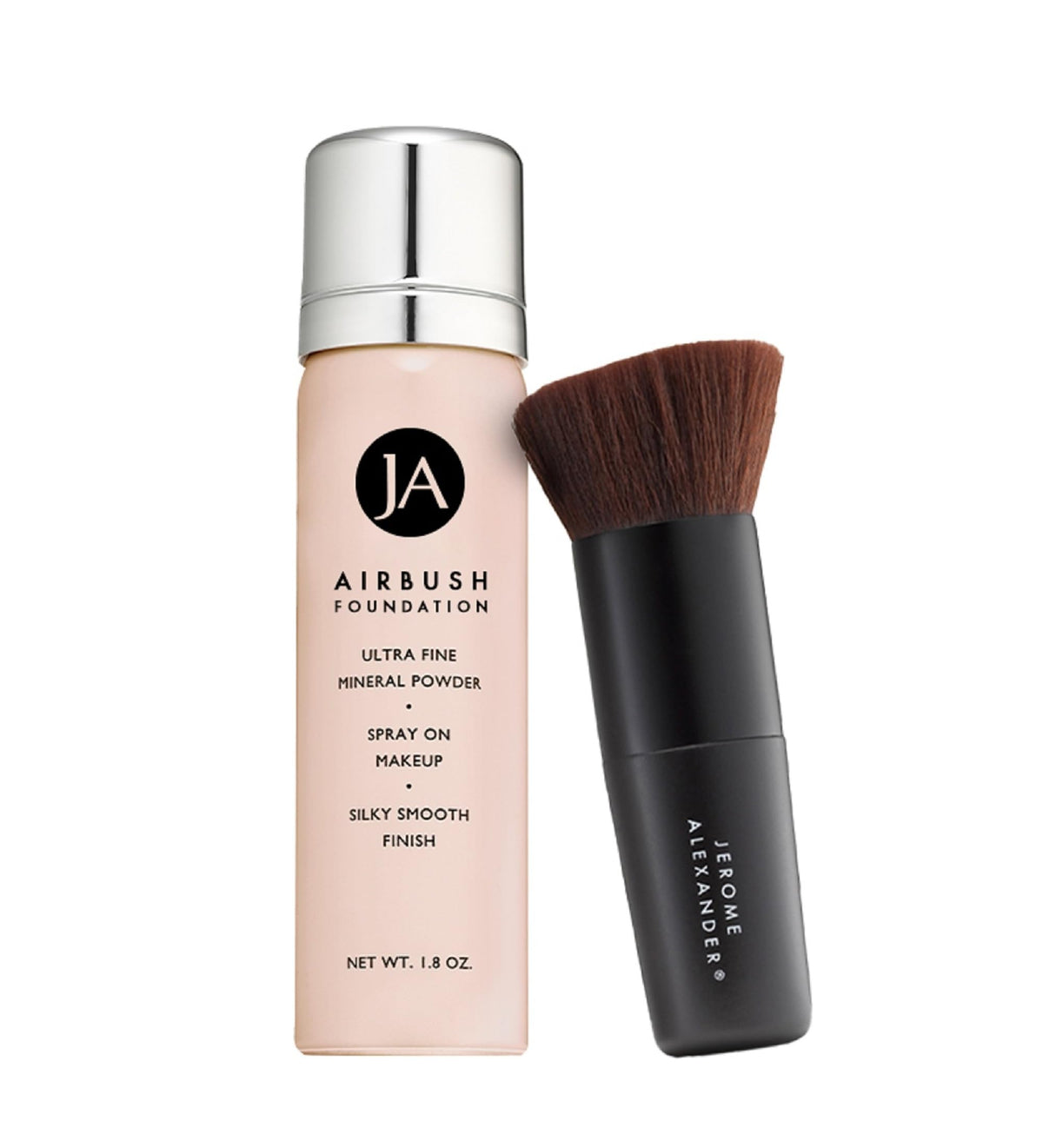 MagicMinerals AirBrush Foundation by Jerome Alexander – 2pc Set with Airbrush Foundation and Kabuki Brush - Spray Makeup with Anti-aging Ingredients for Smooth Radiant Skin (Warm Medium)