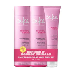 Cake Beauty Curl Friend Curl Defining Shampoo, Conditioner & Cream Set Avocado & Argan Oil Curly Hair Products Anti Frizz, Gift Set