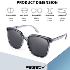 FEISEDY Women Oversized Vintage Polarized Sunglasses Square Cute Trendy Classic Simple Men B2758