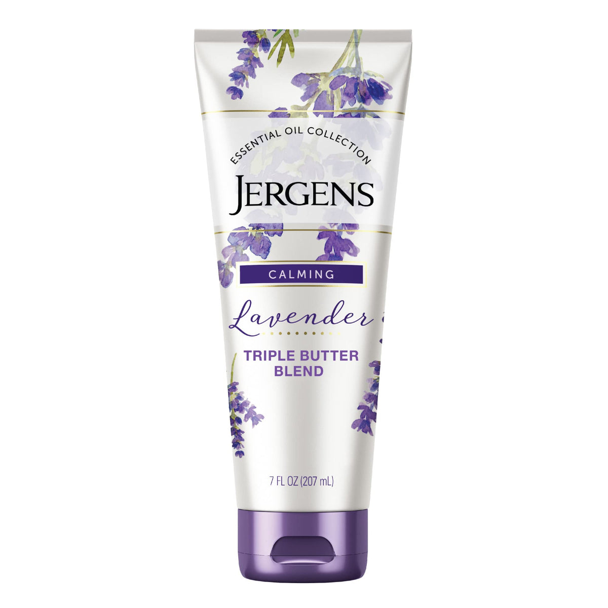 Jergens Lavender Body & Hand Lotion for Women, 7 fl oz (Pack of 1) with Essential Oils for Great Moisture, White