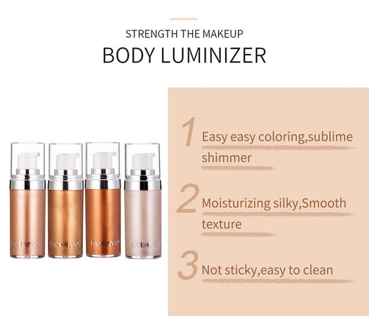 Body Shimmer Liquid Highlighter Oil 4 Pcs Set Brighten Glow Glitter Waterproof Moisturising Smooth Makeup Lotion Bronzer Illuminate Luminizer Gold Beach Foundation Non-sticky Dry for Face And Body (5)