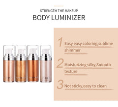 Body Shimmer Liquid Highlighter Oil 4 Pcs Set Brighten Glow Glitter Waterproof Moisturising Smooth Makeup Lotion Bronzer Illuminate Luminizer Gold Beach Foundation Non-sticky Dry for Face And Body (5)