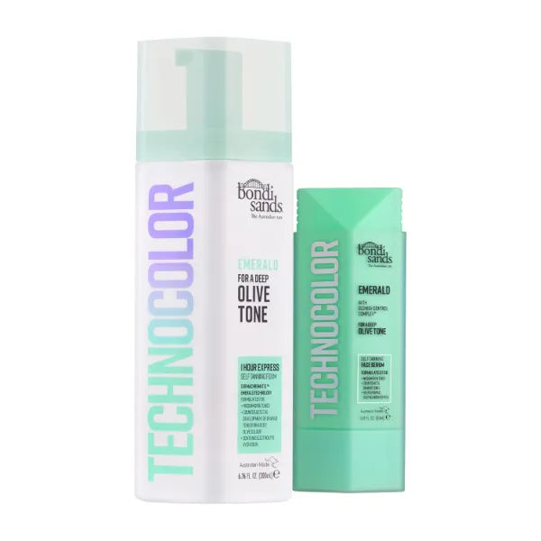 Bondi Sands Technocolor Emerald Face + Body Kit | Includes Lightweight Sunless Foam and Hydrating Face Serum for a Flawless Finish