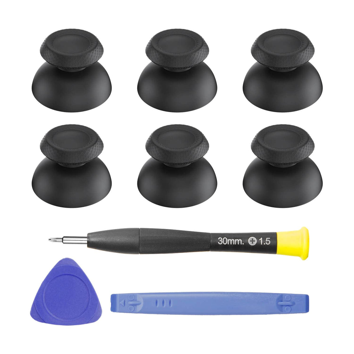 Aukuoy Replacement Thumbsticks for PS5 Controller, Analog Joysticks Grip Replacement Parts with Repair Kit for PlayStation 5 Dualsense Controller, Black