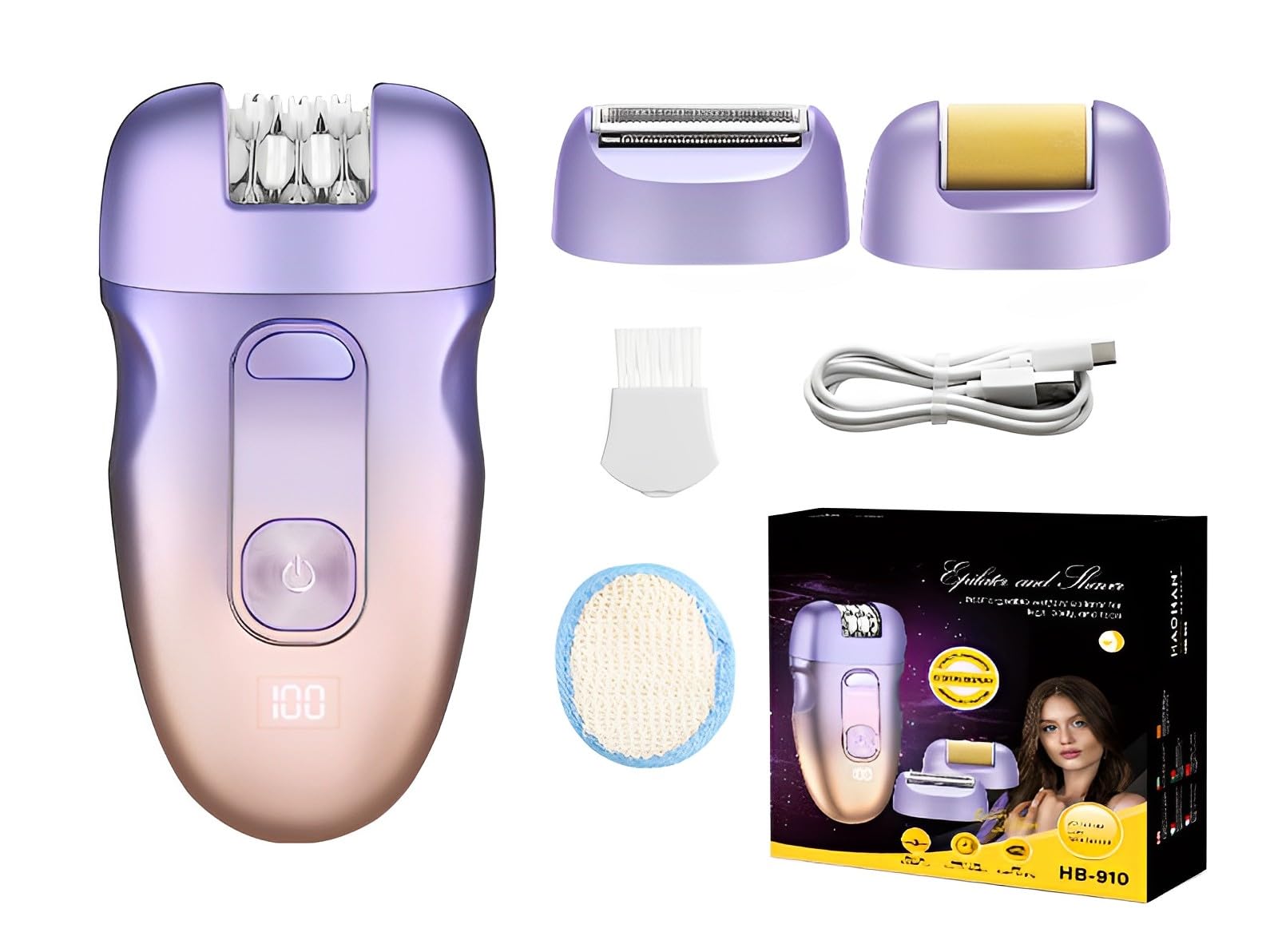 3-in-1 Rechargeable Epilator, Shaver & Trimmer for Women - Painless Hair Removal for Body & Face