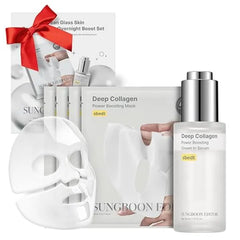SUNGBOON EDITOR Deep Collagen Boost Set Face Mask (4ea) & Serum Glass Skin & Firming Care Kit 2.16M ppb Collagen + Volufiline Stocking Stuffers, Gifts for Women Korean Skincare