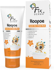 Fixderma Hoopoe Gentle Hair & Body Wash for Kids with Colloidal oatmeal, Aloe Vera Gel Extract, Calendula & Coconut Oil|Top to Toe wash for Baby | Tear Free Formula | Dermatologist Tested (100 Ml)