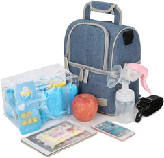 Meichoon Breast Milk Baby Bottle Cooler Bag/Waterproof Baby Milk Bag Freezer/Mommy Travel Backpack/Portable Thermal Insulated Lunch Box for Women Men Large Capacity Handbag (Blue)