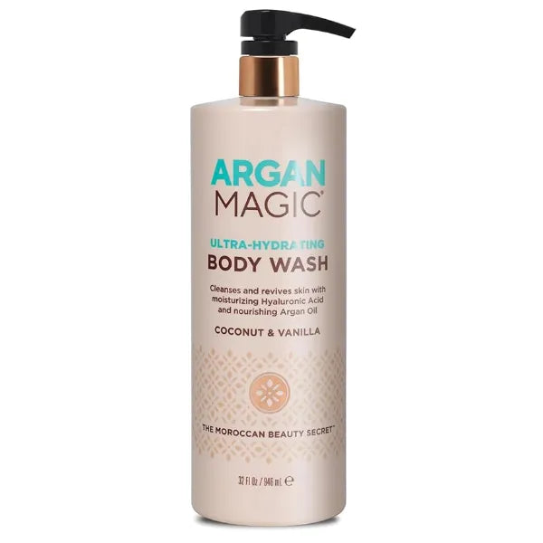 Argan Magic Ultra Hydrating Body Wash with Hyaluronic Acid & Argan Oil Cleanses, Revives & Moisturizes Paraben Free, 32 oz