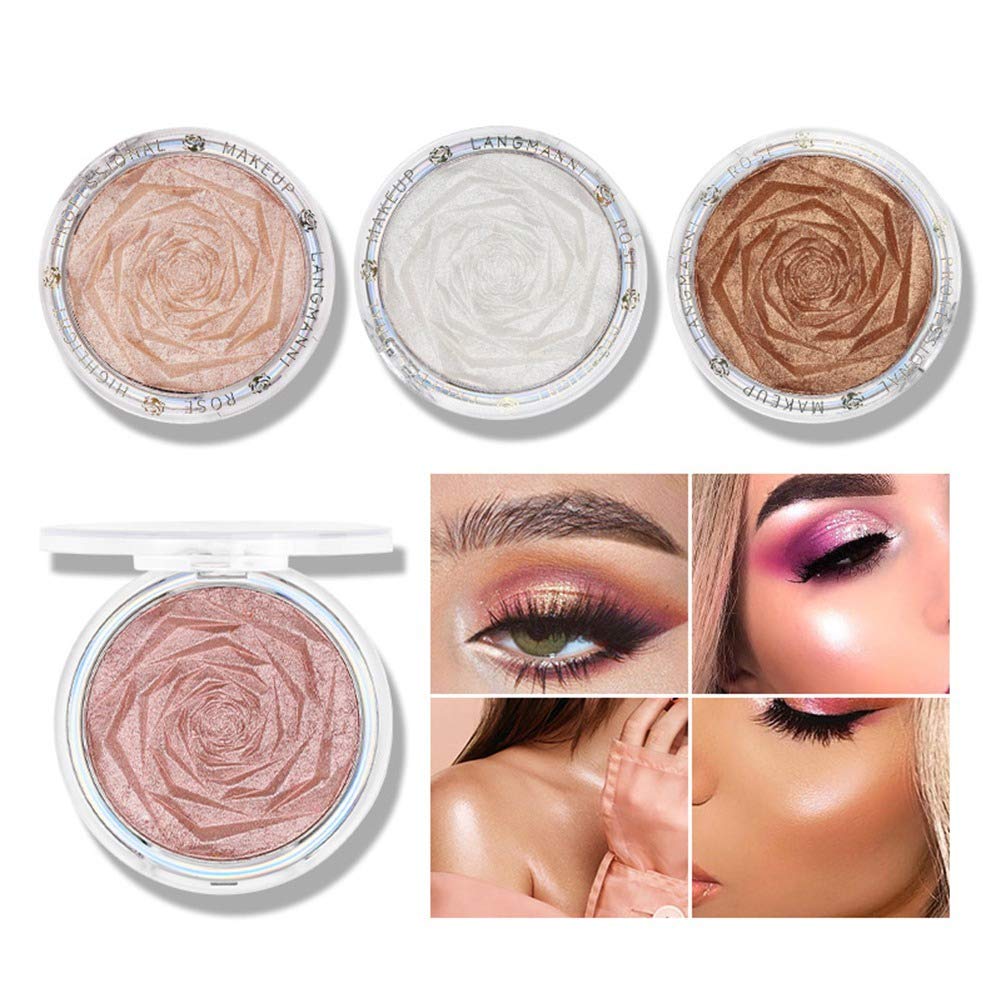 NLLNT Rose Highlight Powder Glow Bronzer Highlighter Brightening Blush Contour Illuminator Metallic Shimmer