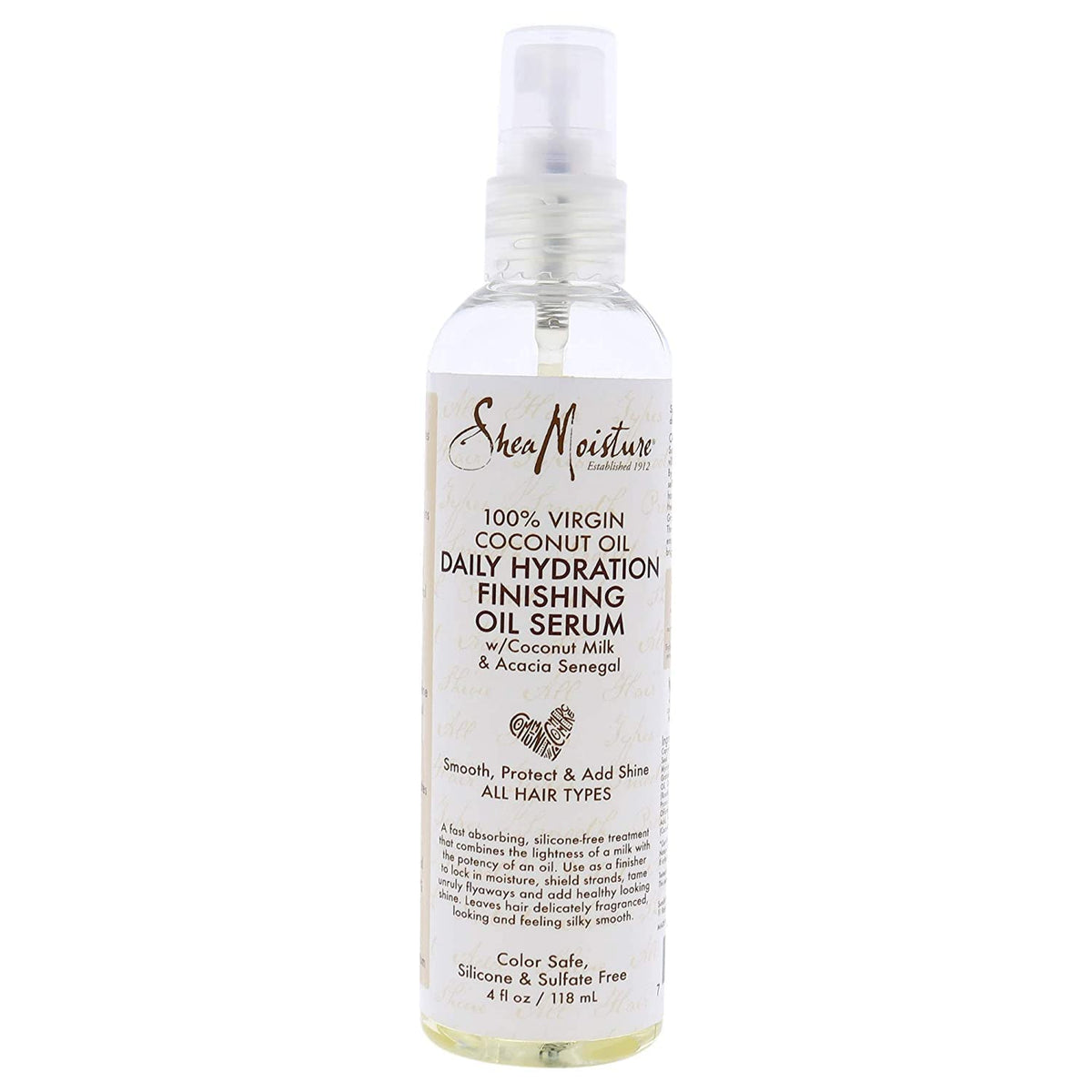 SHEA MOISTURE Virgin Coconut Oil Daily Hydration Finishing Serum For Unisex, 4 Oz.