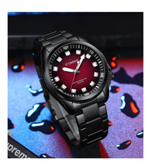 CURREN New Model CURREN-men's analog quartz wristwatches, stainless steel bracelet, luminous hand watch, simple, business, fashion brand, 8451 - BLACK RED