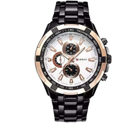 Curren Men Watch Luxury Military Black Case Stainless Steel Waterproof Analog Quartz Watches