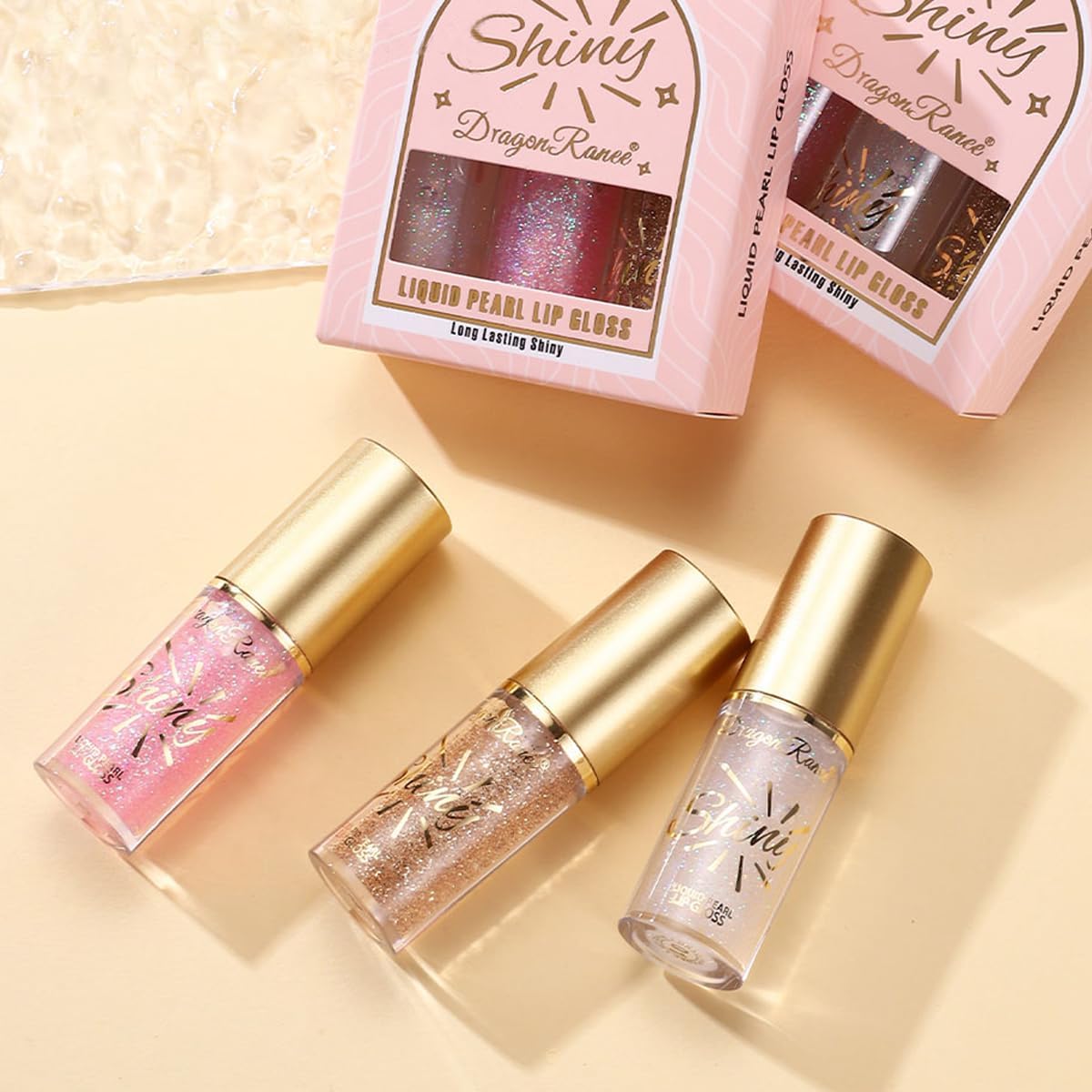 3pcs Shimmery Glitter Moisturizing Lip Oil Big Brush Head Hydrating Lip Glow Oil,Shiny Transparent Lip Gloss Plumping,with Shimmery Finish - Lightweight, Sheer, and Hydrating Lip Care Oil Makeup