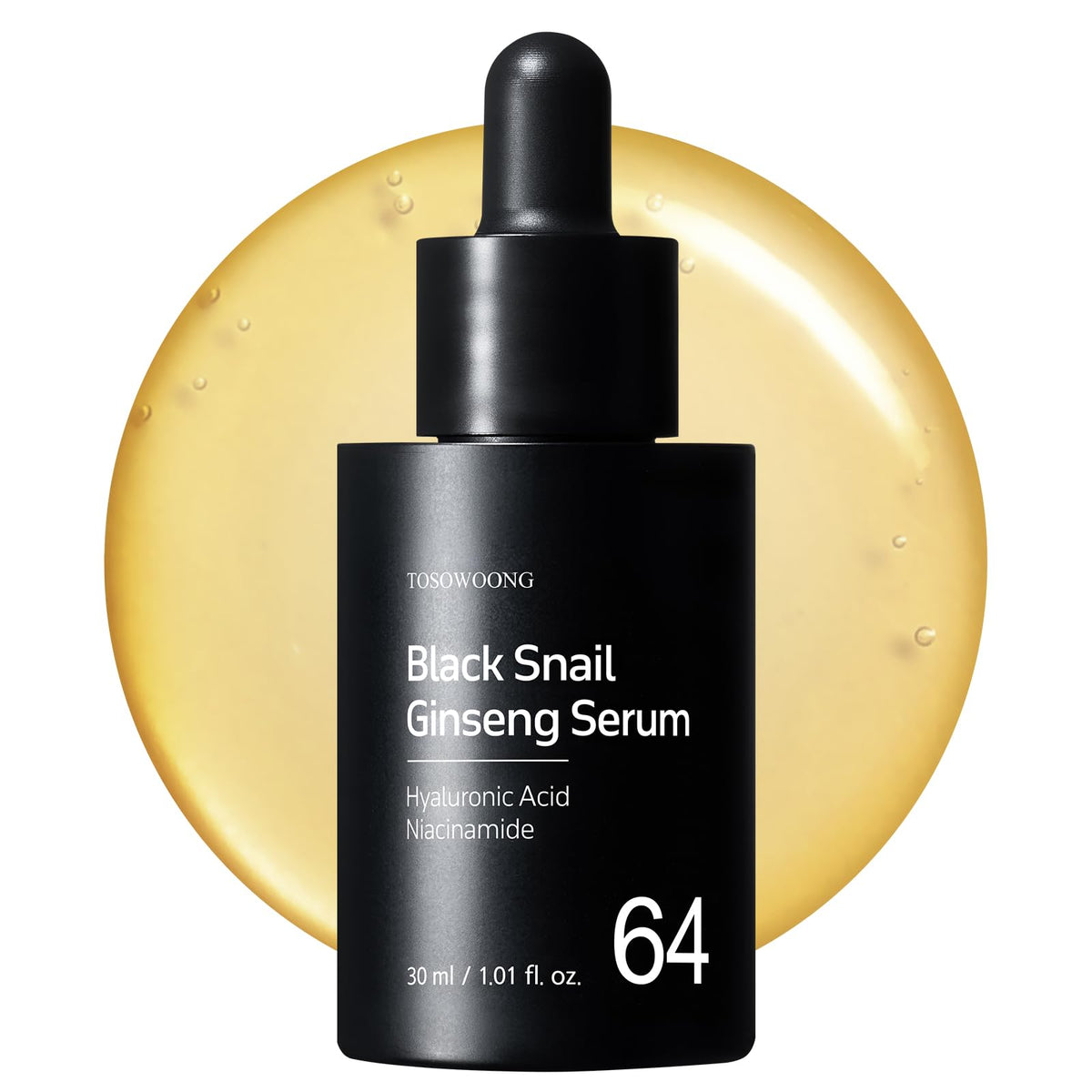 TOSOWOONG Black Snail Ginseng Serum, Ginseng 640,430ppm, Snail Mucin, Hydrating Facial Moisturizer, Supports Clearer-looking Skin, Self Care, Glow Skin Under Makeup, Korean Skin Care, 30ml, 1.01 fl.oz