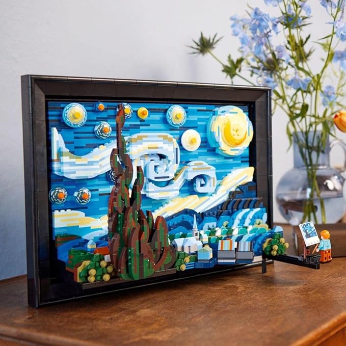 LEGO 21333 Ideas Vincent van Gogh - The Starry Night, Unique 3D Wall Art Home Décor Piece with Artist Minifigure, Creative Crafts Set for Adults