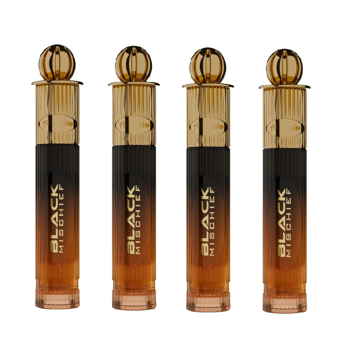 Al-Nuaim Black Mischief Alcohol Free Attar Roll On for Men & Women - Pack of 4 (6ml Each) | Exquisite & Long Lasting Fragrance