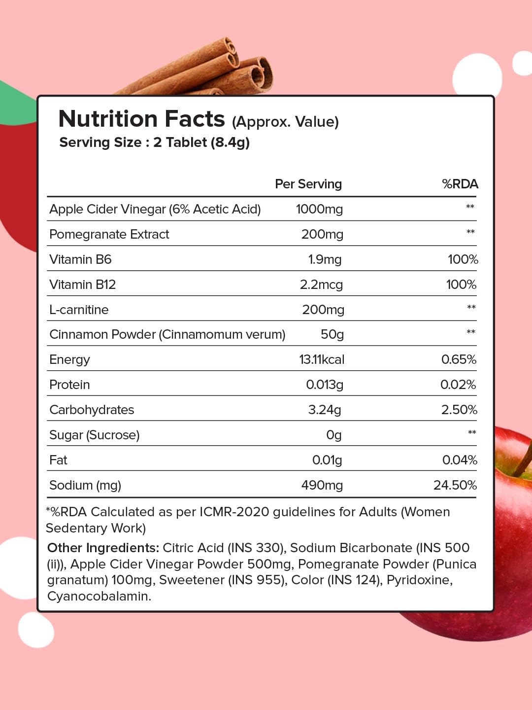 PLIX - THE PLANT FIX L-Carnitine ACV Effervescent Tablets Helps To Turn Fat Into Energy | 15 Tablets, Pack Of 4 | With Apple & Cinnamon | Supports Fat Burn | Weight Loss Drink for Women, Men