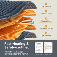 Sable Electric Heating Pad XL with Auto-Off, 6 Heat Settings & Machine Washable Design