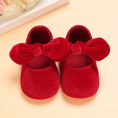 PATPAT Christmas Baby / Toddler Bow Velcro Soft Sole Walking Shoes Red