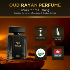 RAYAN Men Arabian Perfume - Oud Modern Eau De Parfum - Long Lasting Perfume for Men - Oud & Grapefruit Perfume with Cardamom, Lavender, & Sandalwood - Ideal Gift for All Occasions - 100 mL Perfume