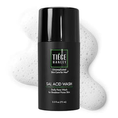 Tiege Hanley Salicylic Acid Cleanser for Men, Gentle Deep Cleansing Face Wash for Acne Prone Skin, Helps Remove Impurities & Control Oil, Refines Skin Texture & Pores, Men’s Skin Care, 2.5 FL Oz