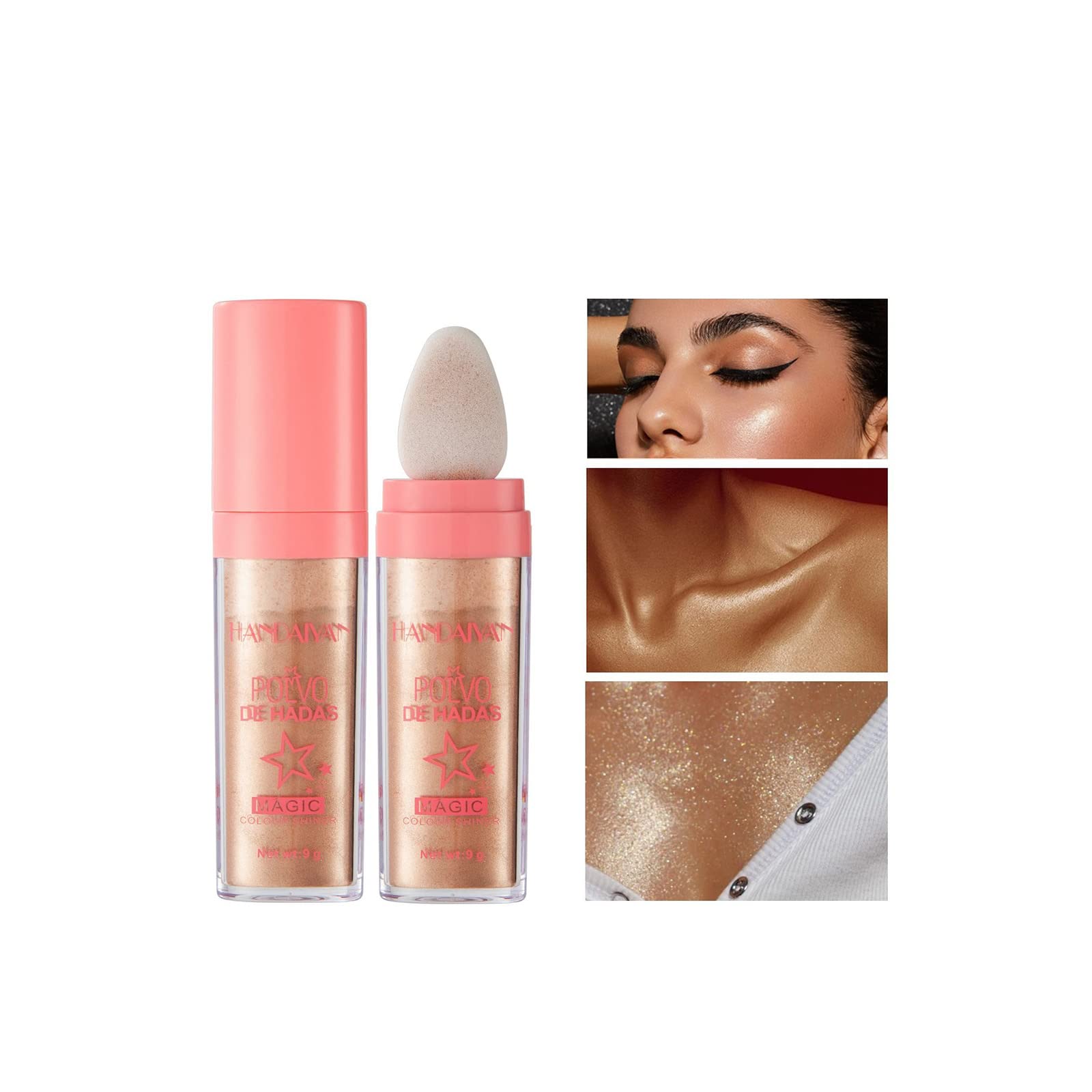 Highlighter Powder For Face Body Brightens the Natural Three-dimensional Face Powder Blusher Makeup, Highlighter Powder Stick High Gloss Sparkle Loose Highlight Powder Face Body Hair Cosmetic
