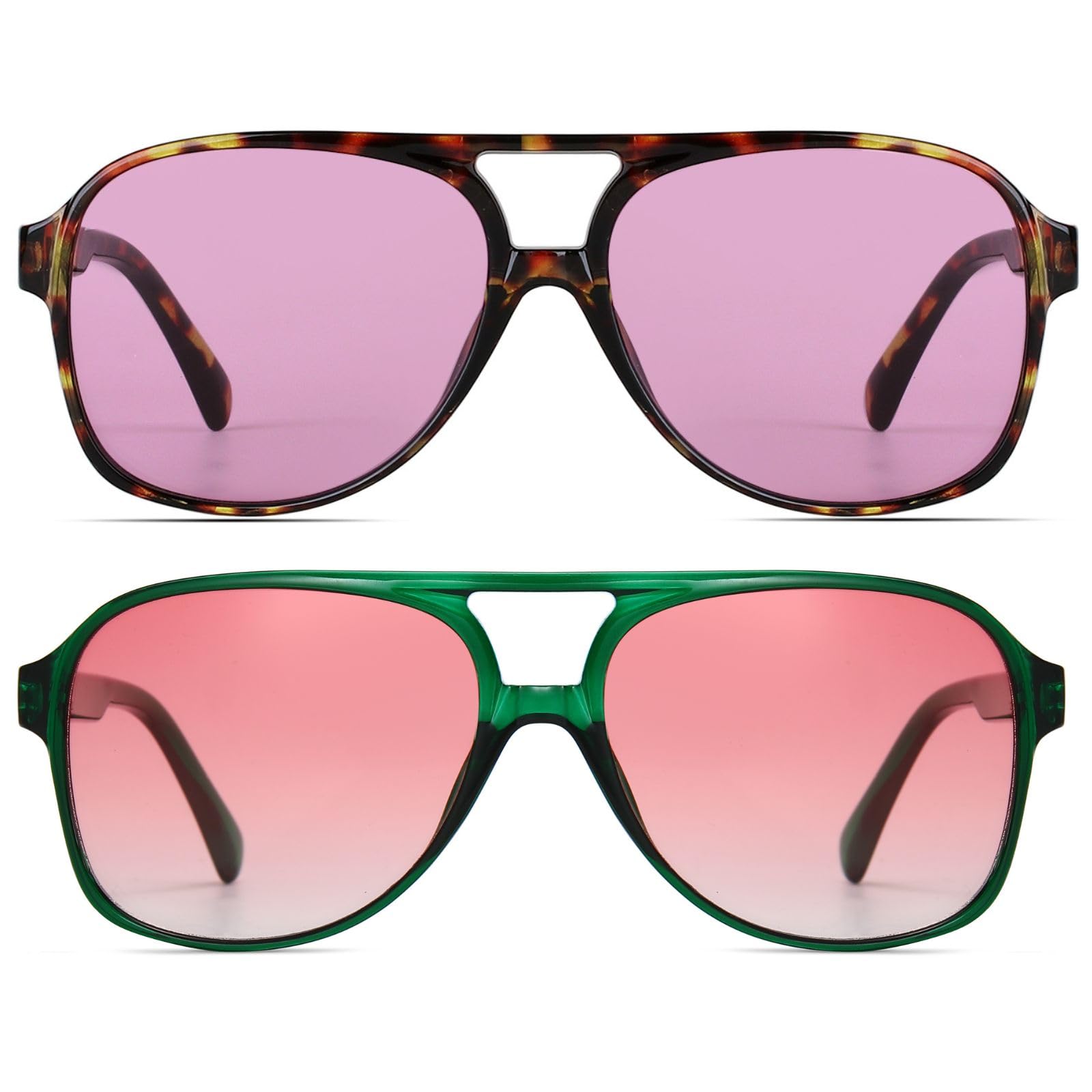 Freckles Mark Vintage Retro 70s Sunglasses for Women Men Classic Large Squared Aviator Frame UV400 Trendy Orange Glasses