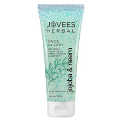 Jovees Herbal Jojoba & Neem Face Scrub For Oily and Sensitive Skin, 100g |Improves Skin Elasticity and Restores Suppleness | Paraben & Alcohol Free |