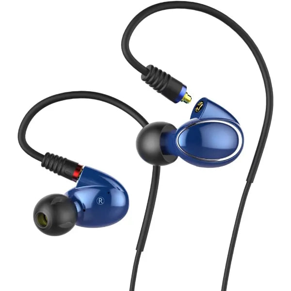 FiiO FH1 Dual Driver Hybrid Over The Ear Headphones/Earphones/Earbuds in-Ear Monitors with Android Compatible Mic and Remote - Blue