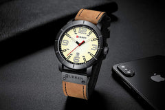 CURREN 8327 Watch Men Brand Quartz Leather Daily Waterproof Round Dial Wrist Fashion Business Watch Relogio Masculino - Brown