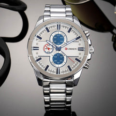 CURREN Original Men's Sports Waterproof Stainless steel band quartz Wrist Watch 8274 - silver