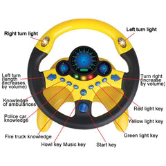 Kids Steering Wheel for Backseat | Baby Car Steering Wheel with Key Pretend Driving Simulated | Driving Steering Wheel Toy with Light and Music | Gift for Kids (Yellow)