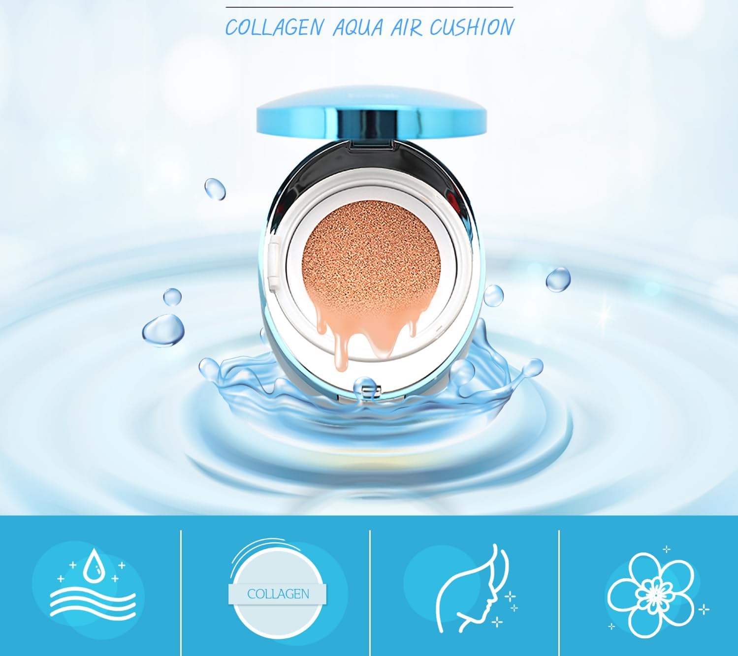 Enough Collagen Aqua Air Cushion 0.53 oz (15g) - Hydrating Foundation with SPF50, Dewy Finish, and Collagen Boost - Korean Beauty Essential for Radiant Skin (#13 - Light Beige)