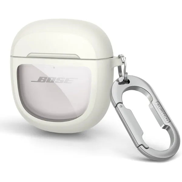 SURITCH Protective Cases for Bose QuietComfort Earbuds II 2022 / QuietComfort Ultra/Ultra Earbuds 2nd Gen, Shockproof Case Cover for Bose QC ii 2 & Ultra Case Accessories with Carabiner, White