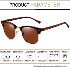 Joopin Polarized Semi Rimless Sunglasses Men Women, Classic Half Frame Sun Glasses UV Protection