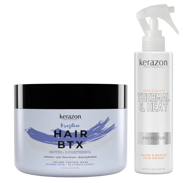 Kerazon Professional Brazilian Hair BTX Blonde Repair and Thermal & Heat Hair Primer Protectant SET