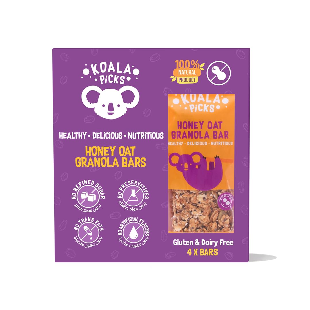 Koala Picks Honey Oat Granola Bar - Gluten Free, Nut-Free, Dairy-Free, Egg-Free | Tasty and Perfect On-the-Go Snack - 140g