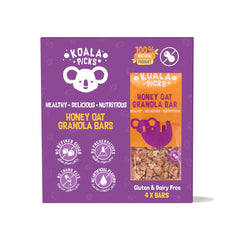 Koala Picks Honey Oat Granola Bar - Gluten Free, Nut-Free, Dairy-Free, Egg-Free | Tasty and Perfect On-the-Go Snack - 140g