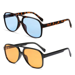 Freckles Mark Vintage Retro 70s Sunglasses for Women Men Classic Large Squared Aviator Frame UV400 Trendy Orange Glasses