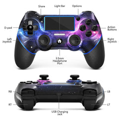 AceGamer Wireless Controller for PS4, Game Controller compatible with PS4/Pro/Slim/PC Gamepad with Turbo/Back Button/DoubleVibration/6-Axis Gyro Sensor/Touchpanel