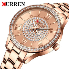 Curren 9084 Fashion Casual Luxury Quartz Women's Watches Waterproof Automatic Watches Original Design Elelgant Lover's Gift Diamond Gold Women's Watch - ROSE