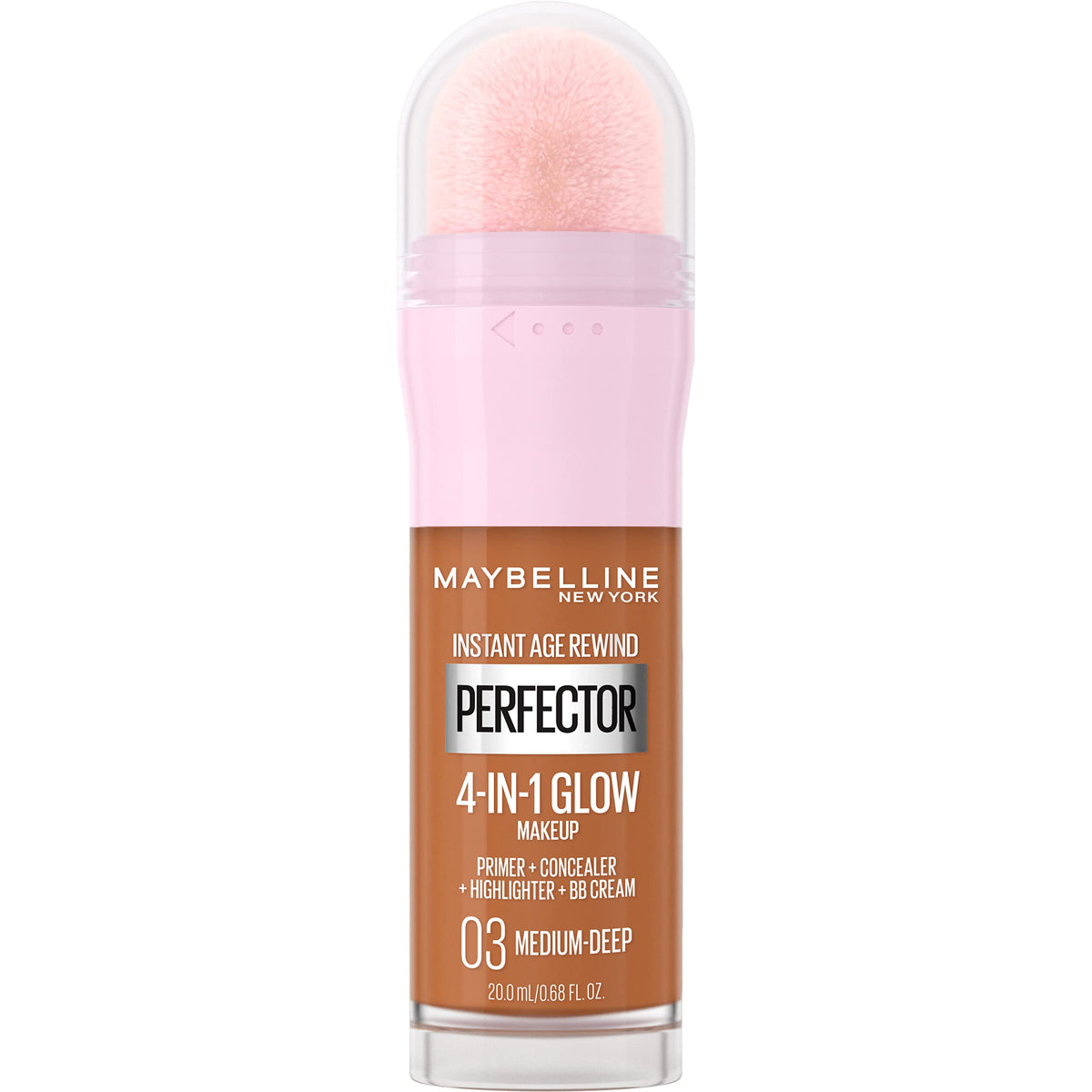 Maybelline New York Instant Age Rewind Instant Perfector 4 In 1 Glow Makeup Primer, Concealer, Highlighter and BB Cream in 1, Medium/Deep, 0.68 fl oz