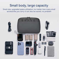 Brave Electronics Bag, Tech Accessories Case, Organizer Case for Travel Electronics, Water-Resistant Shockproof Organizer Pouch Compatible with Charger,Charging Cables,Headphones (BTP-01, Black)