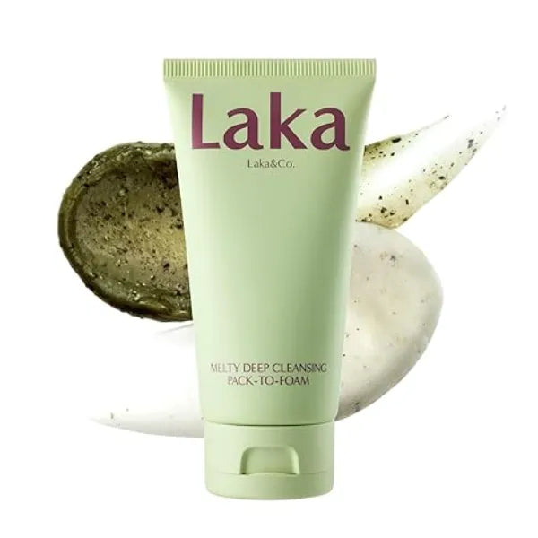 Laka Melty Mugwort Cleansing Face Mask, Pack to Foam Formula with Mochi Texture, Facial Cleanser for Pores, Blackheads, Whiteheads, Korean Skincare , 120ml